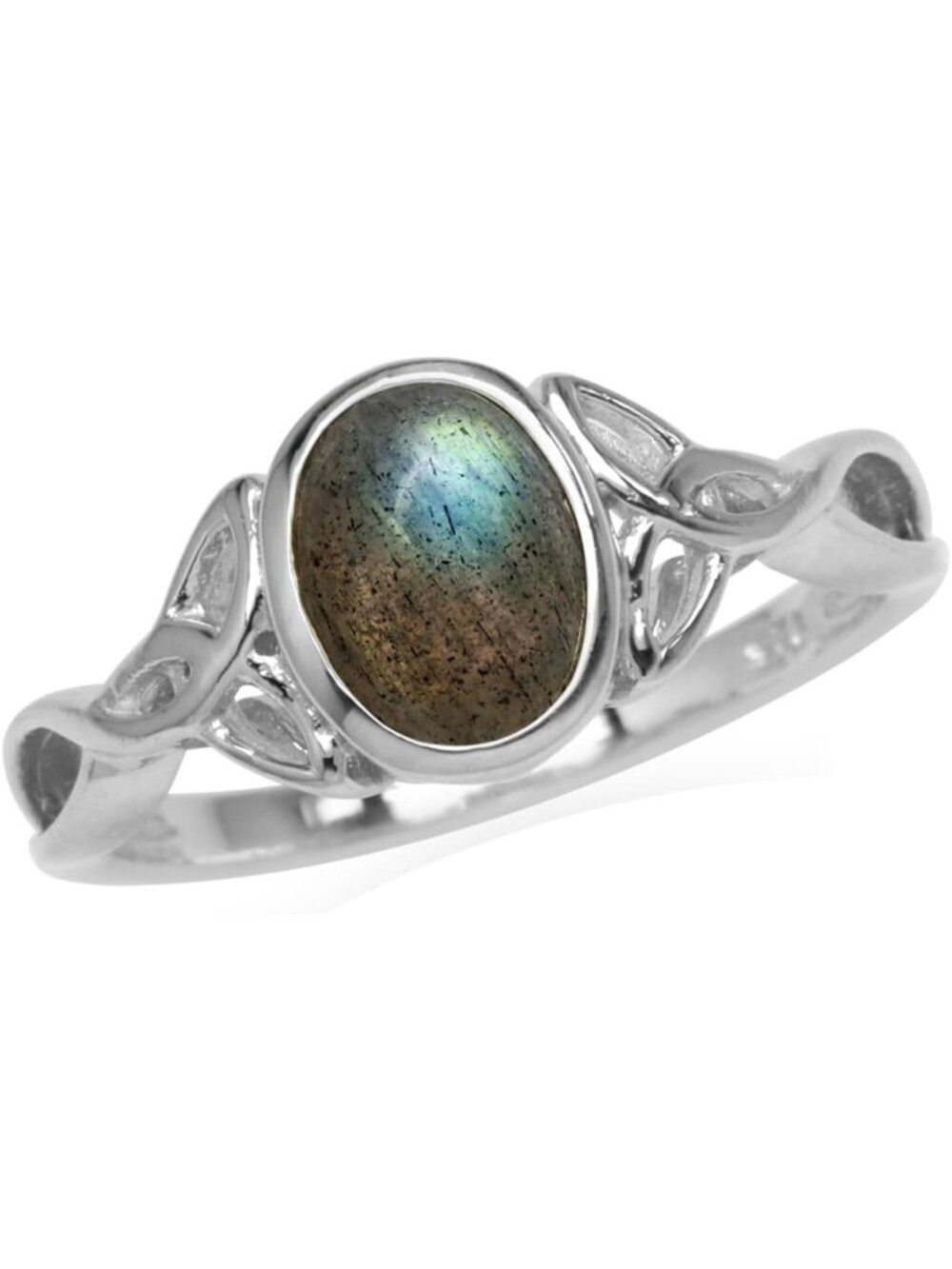 Elegant Oval Cabochon Gemstone Ring in White/Yellow Gold Plated 925 Silver